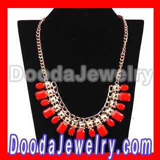 Red Choker Bib Costume Jewelry Collar Necklace