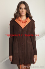 contrast pleated lady's coat