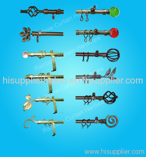 Plated or plainted metal curtain poles set