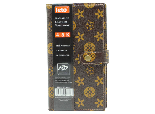 A6 brown note book with button and 120 sheets