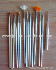 High quality 15pcs Nail brush set with white handle