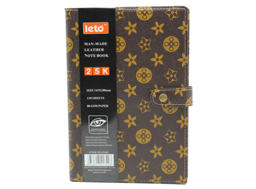 A5 brown note book with button and 120 sheets