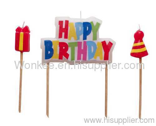 Happy Birthday Molded Pick Candle Set