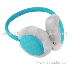 Overhead green fabric headphone with stereo sound