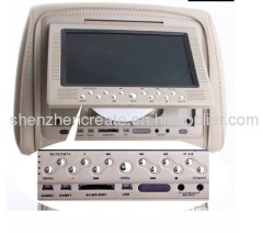 7 inch headrest pillowbag DVD monitor with USB/SD/wireless game/headphone/IR/Game Function