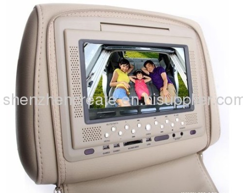 7 inch car headrest monitor DVD TV with Touch-key or Remote