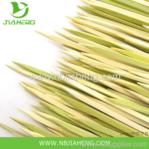 Green Flat Bamboo Skewers with handles use to string the