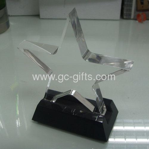 Clear plastic paperweight block star shape