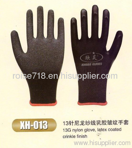 13G nylon glove,latex coated crinkle finish,15G nylon glove,latex coated ultrafine foam finish