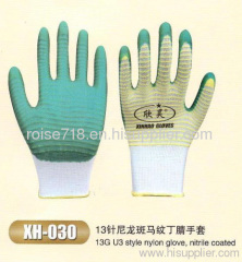 13G U3 style nylon glove,nitrile coated