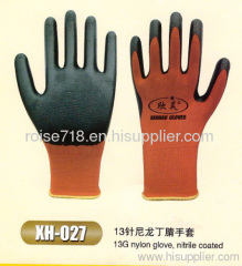 13G U3 style nylon glove,nitrile coated