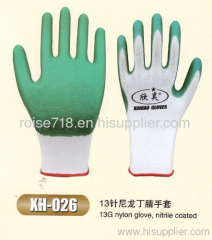 13G U3 style nylon glove,nitrile coated