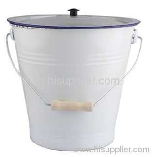 Enamel bucket with cover