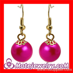 Chinese Wholesale Fushia Fake Pearl Bead Dangle Earring Cheap