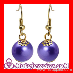 Chinese Wholesale Fushia Fake Pearl Bead Dangle Earring Cheap