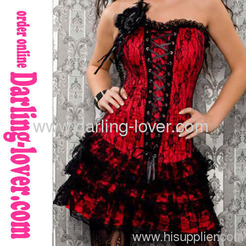 Red Lace Corset With Dress