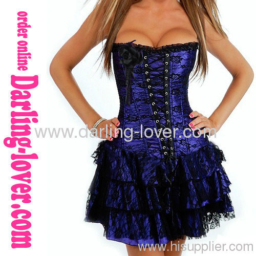 Blue Lace Corset Dress Sets