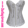 White Jacquard Zipper Overbust Corset