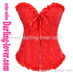 Zipper Red Jacquard Corset