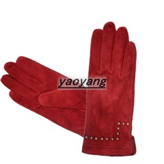 2013 fashion and warm style ladies pig leather suede gloves YYS026