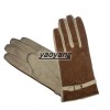 2013 fashion and warm style pig leather ladies yellow and white suede gloves