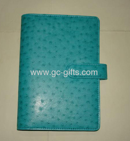 A5 green ostrich leather notebook cover