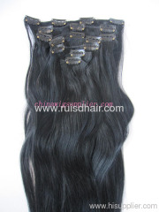 human hair extension with clips(clip in hair extension)