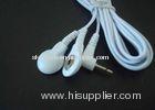 2 Snap Connection Electrodes Wire / Electrode Cables For Tens Massager, White Tens Lead Wires