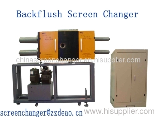 Back flush screen changer for waste recyling machine