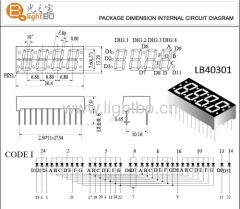 Super bright yellow Four-Digit 7.6mm (0.3 inch) Common Anode 7- Segment LED Display