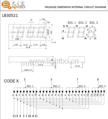 0,52 polegadas anodo comum ultra-azul 3 1/2 dígitos de 7 segmentos led para controle de ar conditoner