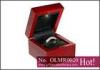 3*3*2.4inch MDF and PU burgundy Lighted Ring Box / personalized and elegant single ring box with lig