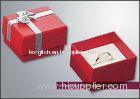 Eco friendly personalized foil stamping / flocking red Romantic Engagement Ring Box with ribbon