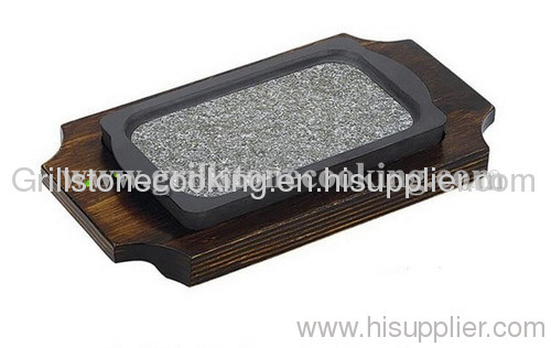 Rectangular stone frying dish for indoor and outdoor BBQ Grills