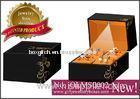 Flower printed Cardboard Jewelery Gift Boxes and black PVC leatherette jewelry set gift box with LED