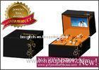 Elegant Cardboard Jewellery Gift Box, black plastic PU pearl Jewellery set gift box with video playi