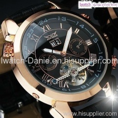 Mens Leather Automatic Mechanical Watch