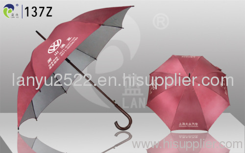 Automatic Open Straight Umbrellas Wooden Shaft and Handle UV Protect Function Promotional Use