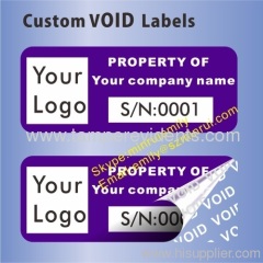 Warranty VOID Labels For Seal Property