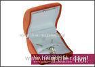 Beautiful custom engagement Lighted ring box, personalized orange suede Jewel box with led light