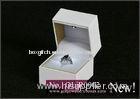 Custom white fancy paper light up / Lighted Ring Box, gold hot stamp single ring box with LED light