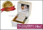 Custom white square Gift Jewellery Boxes, Wedding ring box with video, music, photo playing