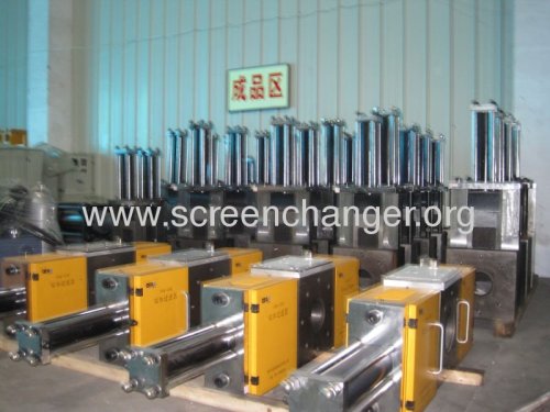 hydraulic continuous screen changer for extrusion machines