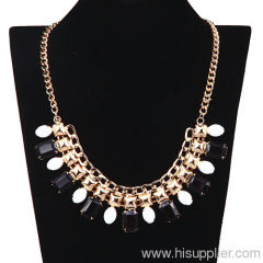 Rose Gold Plated Chunky Chain White Resin Costume Jewelry False Collar Necklace
