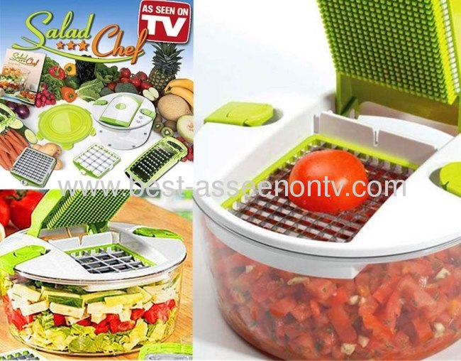 GENIUS SALAD CHEF/VEGETABLE SLICER/FRUIT CHOPPER/SPINNER VEGETABLE AS