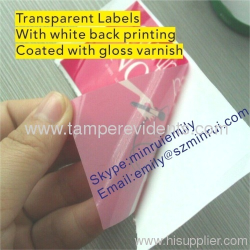 water proof cosmetic labels coated with gloss varnish