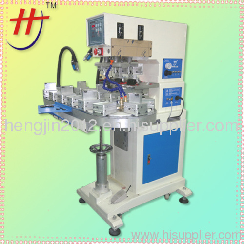 Hengjin penumaic pad printer machi ne with turntale, 3 colors conveyor tampo printing