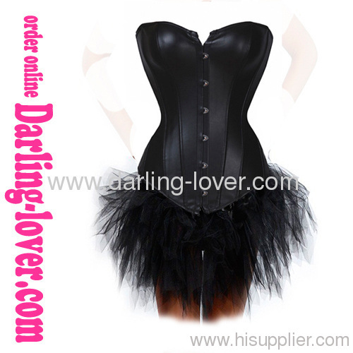 Black Classic Sexy leather Corset With Dress