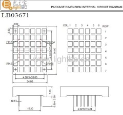 3.0 x 3.5mm 6 x 7 square dot matrix led displays with package dimensions 24 x 34 x 7 mm