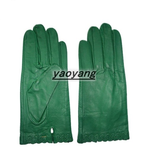 fashion style and high quality ladies green leather gloves